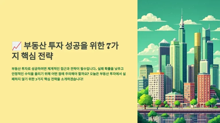 부동산 투자 성공을 위한 7가지 핵심 전략