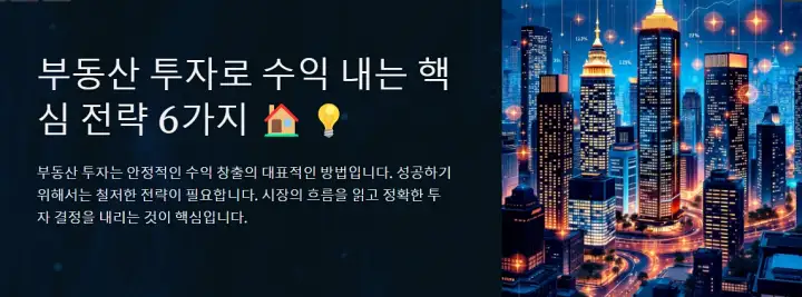 부동산 투자로 수익 내는 핵심 전략 6가지