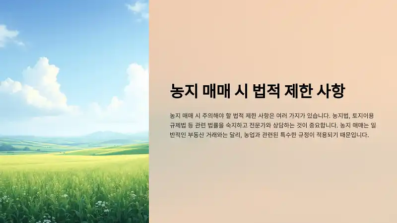 상속받은 농지 매매 시 유의해야 할 사항