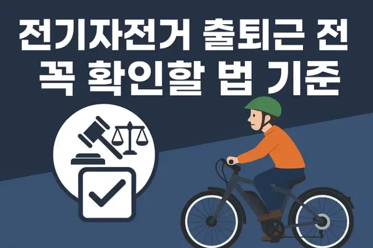 전기자전거 출퇴근 전 꼭 확인할 법 기준