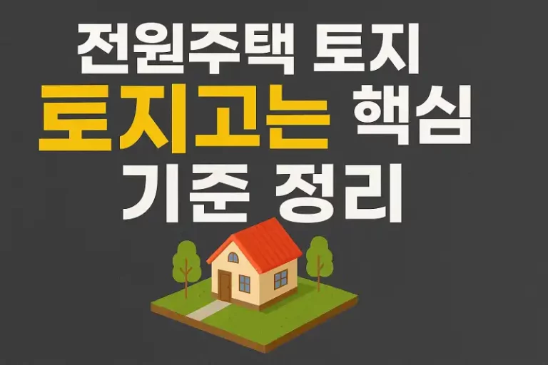 전원주택 토지 고르는 핵심 기준 정리