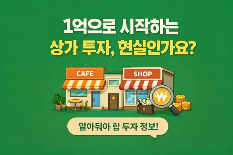 1억으로 시작하는 상가 투자, 현실인가요?