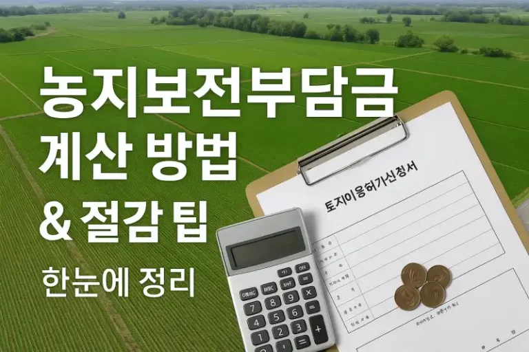 농지 보전 부담금 계산 방법과 절감 팁 안내