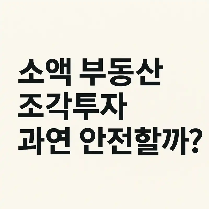 소액 부동산 조각투자, 과연 안전할까?