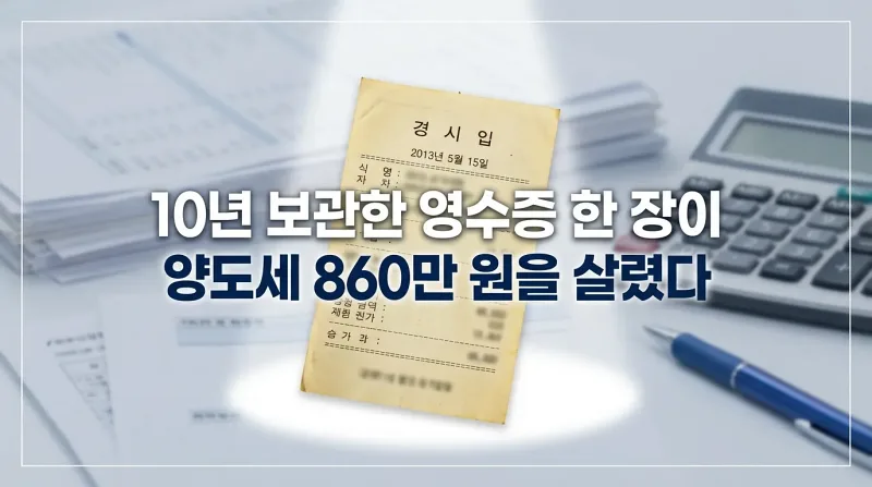 10년 보관한 영수증 한 장이 양도세 860만 원을 살렸다