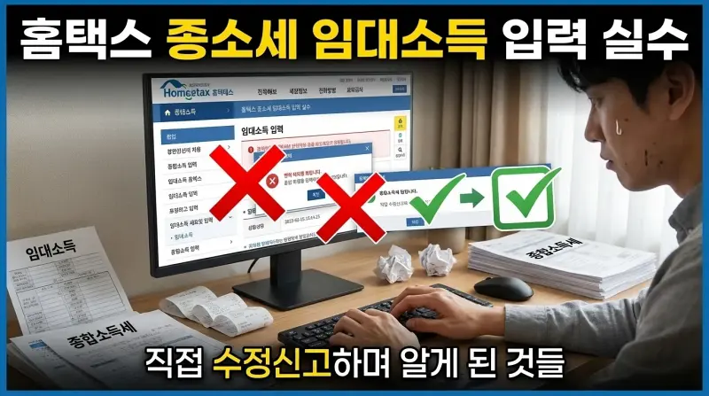 홈택스 종소세 임대소득 입력 실수, 직접 수정신고하며 알게 된 것들