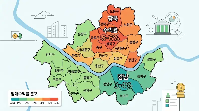 서울 지역별 임대수익률 분포 지도