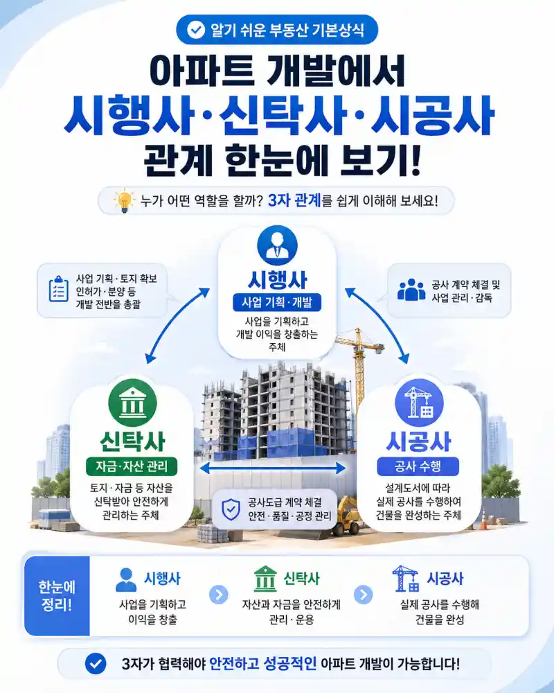 시행사·신탁사·시공사 관계를 한눈에 보여주는 인포그래픽
