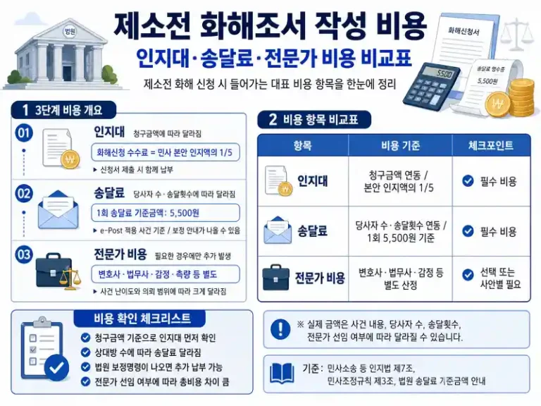 제소전 화해조서 작성 비용