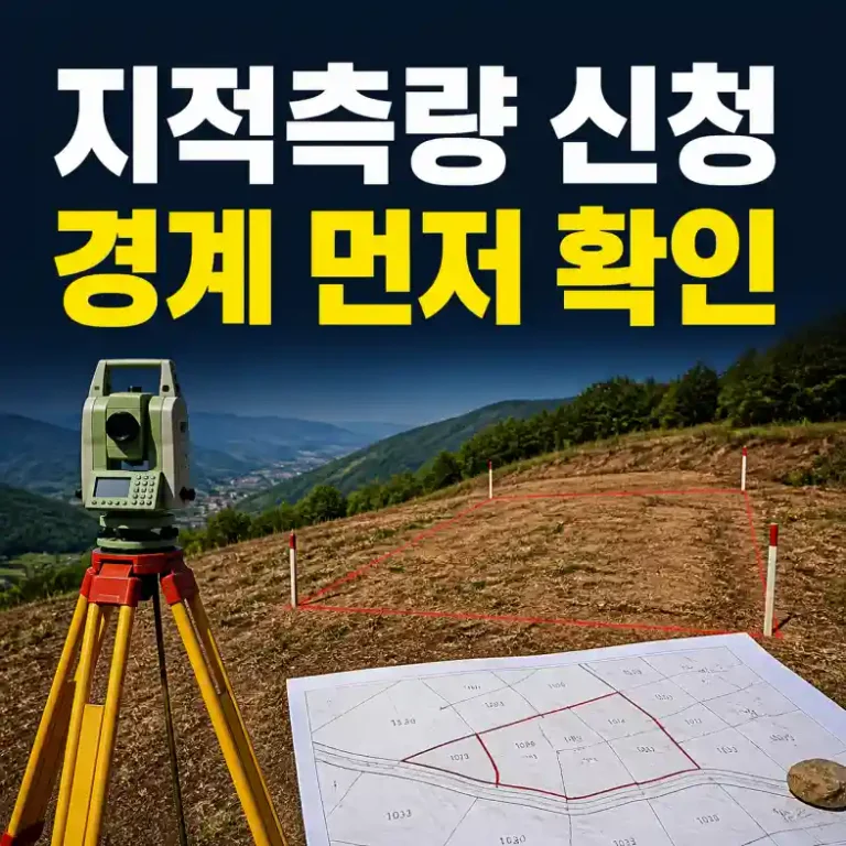 지적측량 신청 전 지적도와 경계말뚝을 대조해 확인하는 토지 소유자